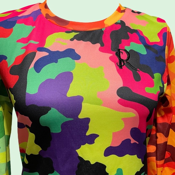 SO REAL Amazing Colorful “Camo Fever” Top & Pants – Large – NWT - Picture 4 of 12